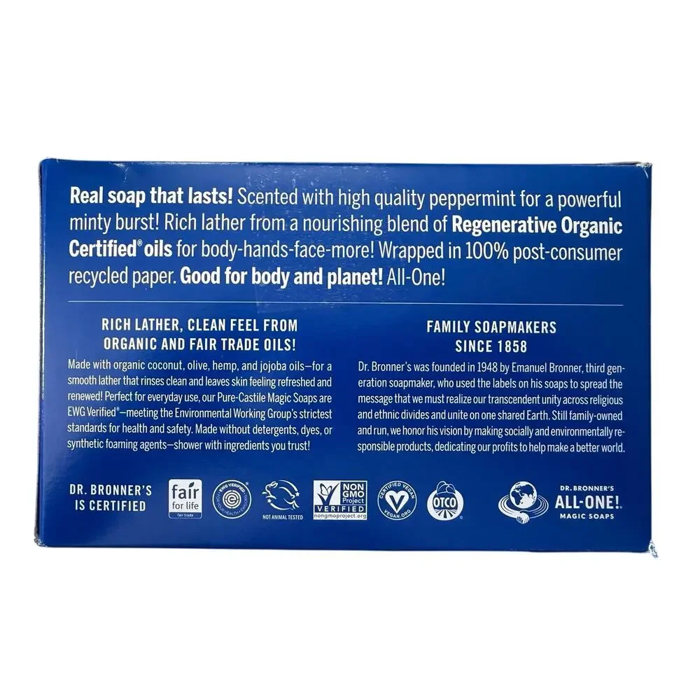 Dr. Bronner's All-One Pure-Castile Peppermint Magic Bar Soap 6-Pack 5 oz Bars